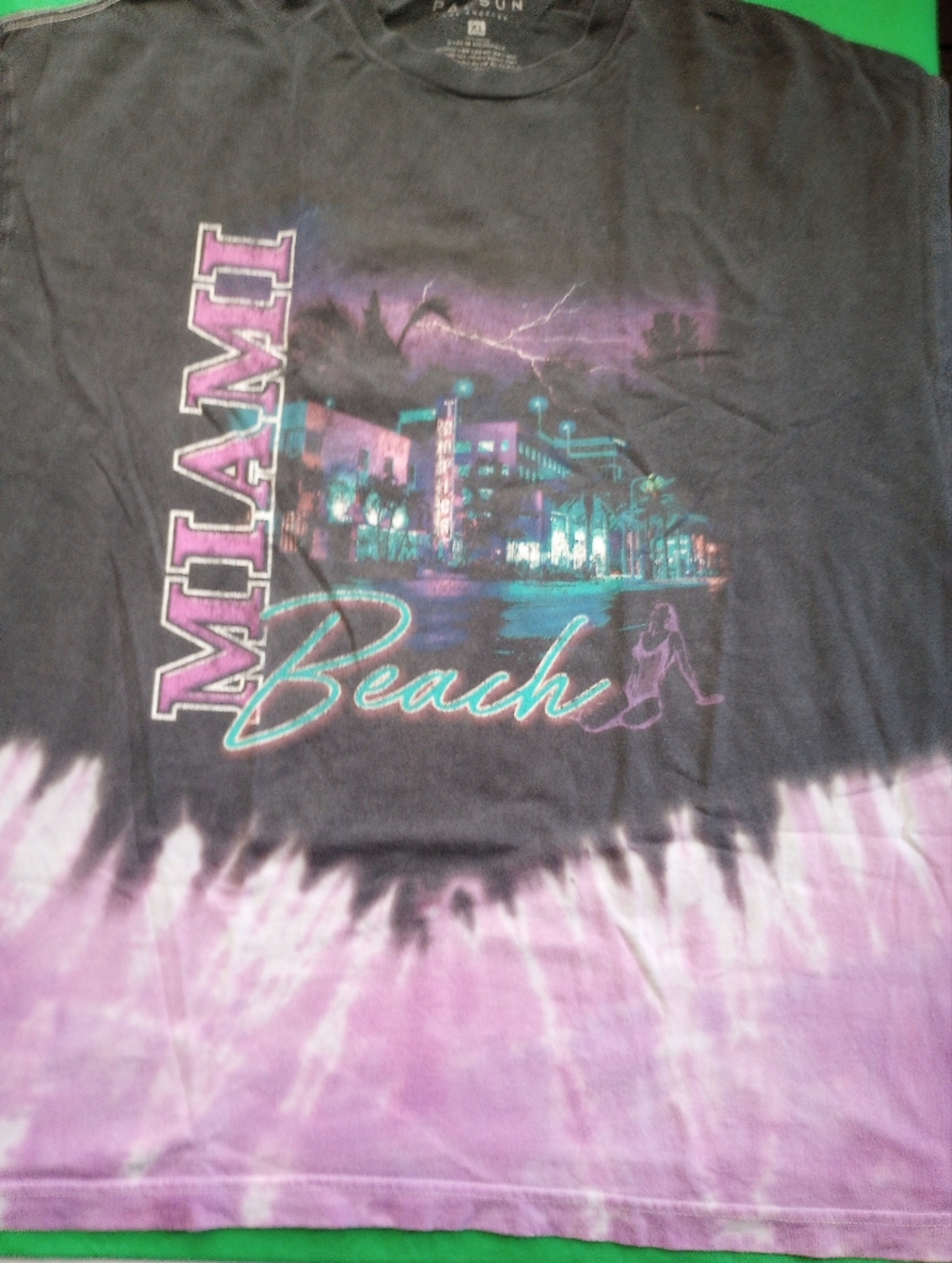 PacSun Miami Beach Black Tie Dyed Crewneck Tee Size X-LARGE